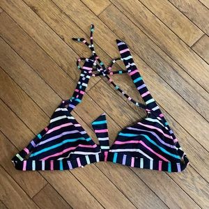 Victoria Secret black-multi stripe bikini top Large